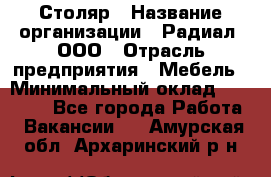 Столяр › Название организации ­ Радиал, ООО › Отрасль предприятия ­ Мебель › Минимальный оклад ­ 30 000 - Все города Работа » Вакансии   . Амурская обл.,Архаринский р-н